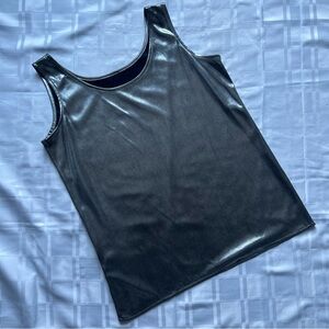 LINEA Privata Metallic Silver Vintage Thick Strap Tank Top